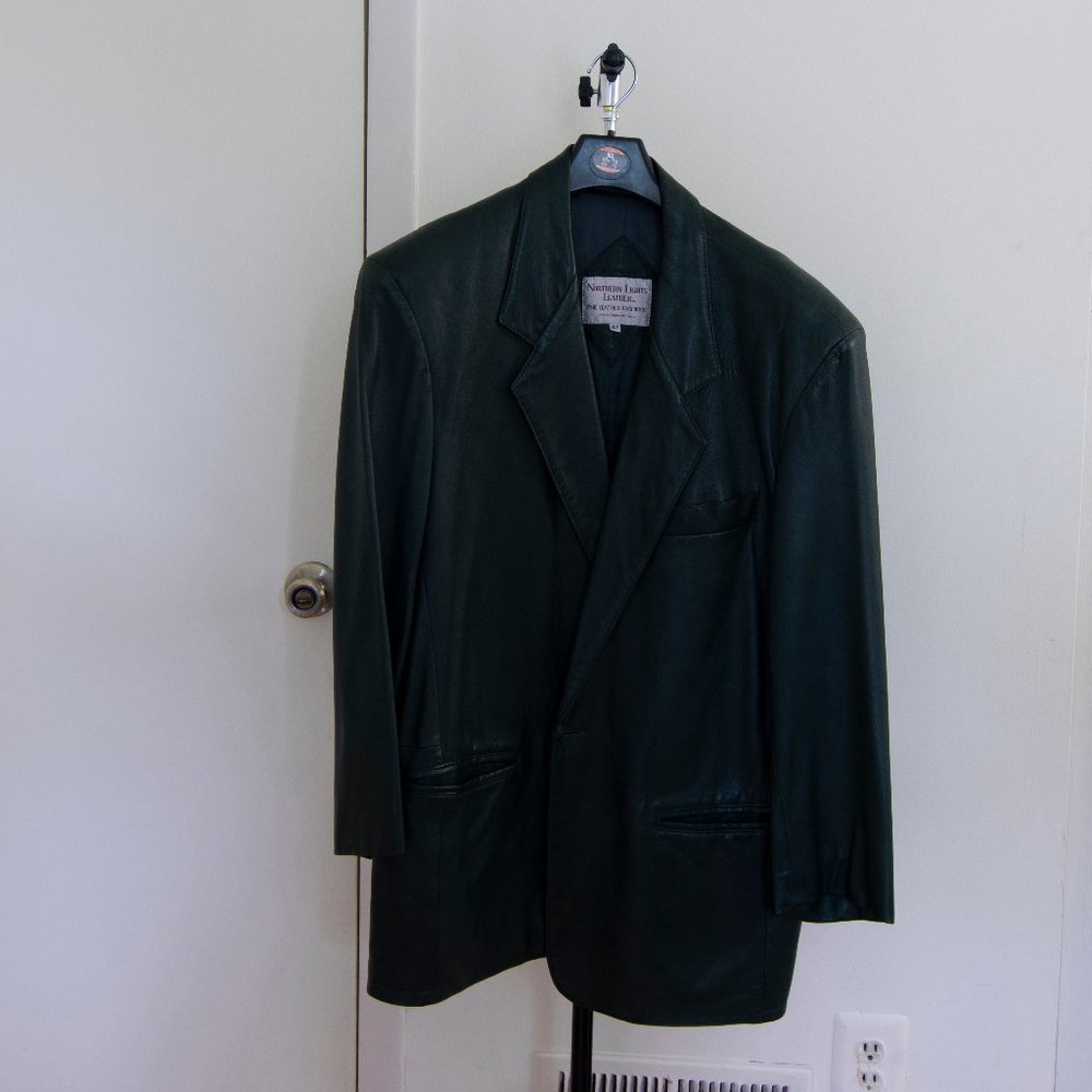 Forest Green Leather Sports Jacket